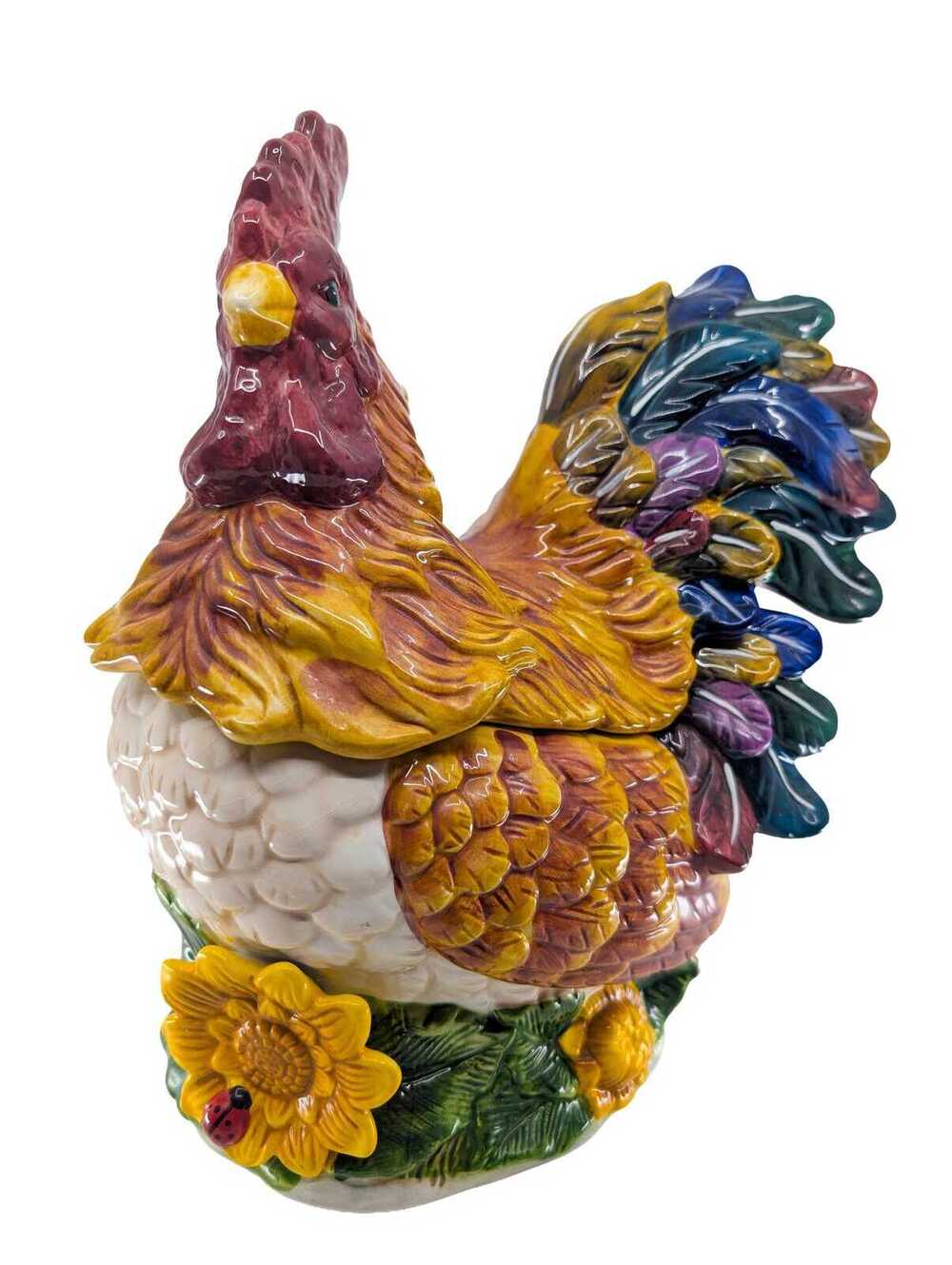Vintage Ceramic Rooster Cookie Jar Farmhouse Decor - READ